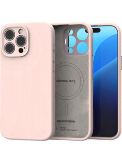 Θήκη iPhone 15 Pro Spacecase Silicone Mag Case Σιλικόνης με MagSafe - Baby Pink (5905719137823)