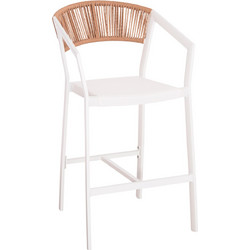 ΣΚΑΜΠΟ ΑΛΟΥΜΙΝΙΟΥ MIRI HM5892.12 ΜΕΣΑΙΟΥ ΥΨΟΥΣ RATTAN & TEXTLINE ΛΕΥΚΟ ΜΠΕΖ 55x56,5x99Y