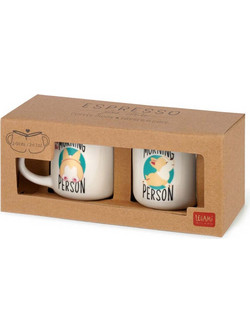 Σετ Φλιτζανάκια Espresso For Two - Corgi Κεραμικά Λευκά 50ml 2τεμ. MM0018 Legami