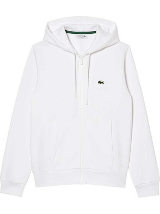 Lacoste Ανδρική Ζακέτα Φούτερ με Κουκούλα και Φερμουάρ Λευκή 3SH9626-001