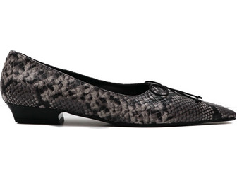 Ras 8305 Flat Loafers Snake Print Leather Grey