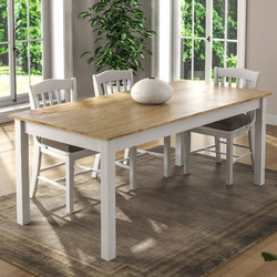 Τραπέζι Fira Χρώμα Λευκό - Φυσικό Οξιάς 180x90x78