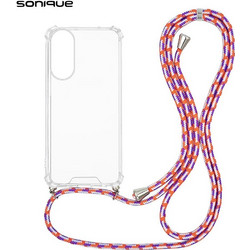 Sonique Armor Clear Θήκη Σιλικόνης με Κορδόνι Samsung Galaxy S25 Edge Rainbow Κοραλλί