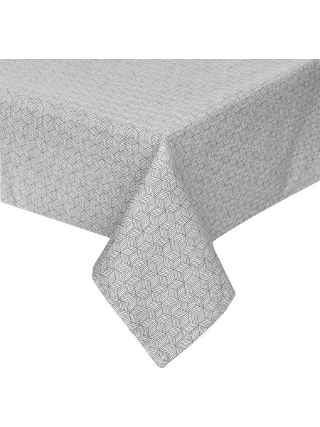 Τραπεζομάντηλο Κουζίνας Υφασμάτινο Γκρι Cubes 180x140cm