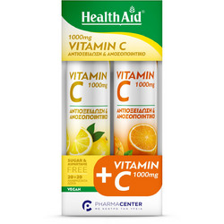 Health Aid Vitamin C 1000mg Lemon 20s + 1000mg Orange 20 Αναβράζοντα Δισκία
