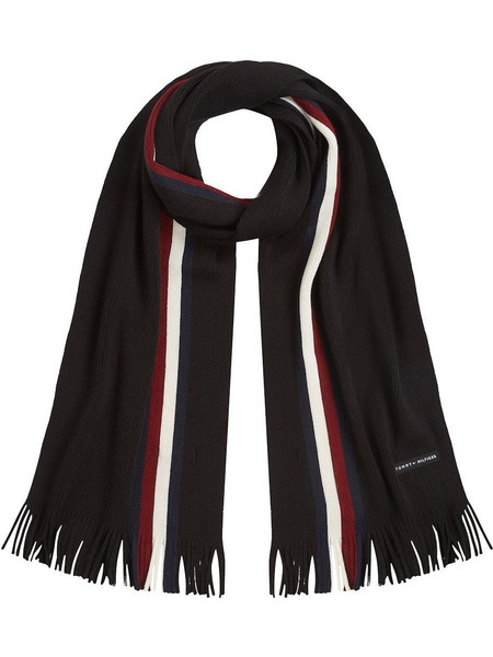 Tommy Hilfiger Ανδρικό Μακρύ Κασκόλ Heritage Signature Ρίγα Μαύρο