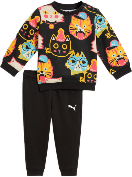 Puma MINICATS MOODY CAT AOP Βρεφικό Σετ Φόρμας Μαύρο Πολύχρωμο FW25-26