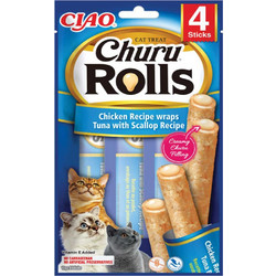 Inaba Ciao Churu Rolls with Chicken, Tuna & Scallop 40gr