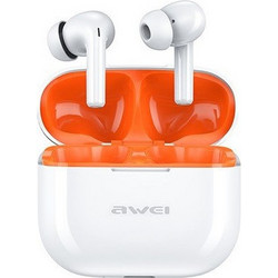 Awei T1 Pro Ακουστικά Bluetooth In Ear Ανθεκτικά στο Νερό White / Orange
