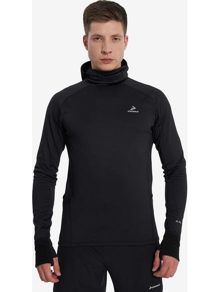 DEMIX Μακρυμάνικη Μπλούζα M D Running Trail Hooded jumpers w/o zip BLACK άνδρες