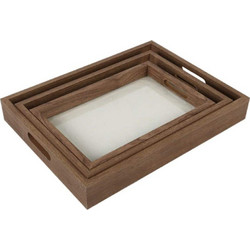 ΣΕΤ 3τεμ. ΔΙΣΚΟΙ ΜΕ ΓΥΑΛΙ MDF 5053-WALNUT - Oriana Ferelli(R) 1τμχ