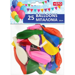 EFO Μπαλόνια 26cm 10 Xρώματα 25τεμ