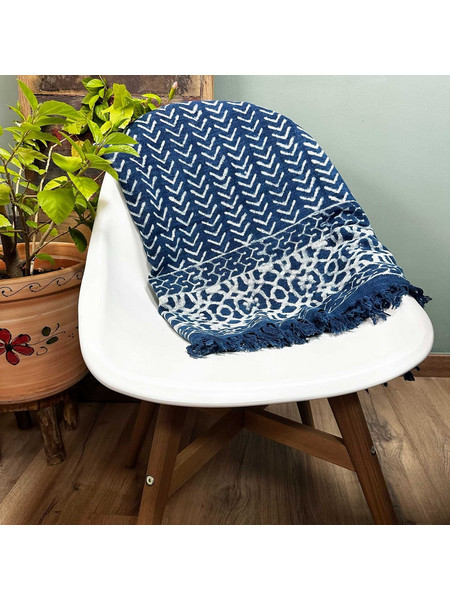 Handmade Indigo Throw - 170x120cm - Seedha Arrows