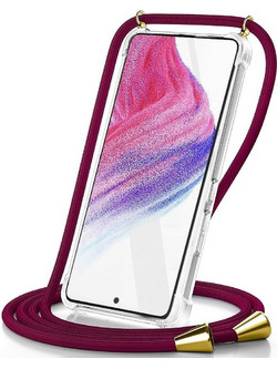 Ancus Crossbody Back Cover Transparent / Burgundy (iPhone 15 Pro)