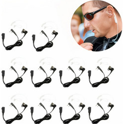Σετ 10 x Ακουστικά Handsfree 2pin Ασύρματου Spiral Σιλικόνης με Μικρόφωνο Πέτου & Πλήκτρο PTT για Baofeng, PMR, Midland TALK LINE Double Pin