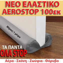 Νέο Έξυπνο Διπλό ΑΕΡΟΣΤΟΠ Πόρτας με μήκος 100εκ & Ελαστικό Ύφασμα - Γκρι