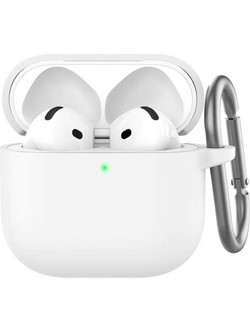Θήκη Σιλικόνης AhaStyle WG163 Apple AirPods 4 Premium με Γάντζο Λευκό