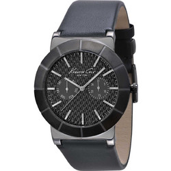 Kenneth Cole Ανδρικό Ρολόι Χρονογράφος με Μαύρο Δερμάτινο Λουράκι IKC1929