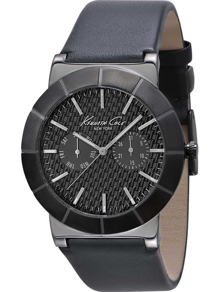 Kenneth Cole Ανδρικό Ρολόι Χρονογράφος με Μαύρο Δερμάτινο Λουράκι IKC1929