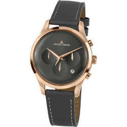 Jacques Lemans Retro Classic Ανδρικό Ρολόι Χρονογράφος με Γκρι Δερμάτινο Λουράκι 1-2067E