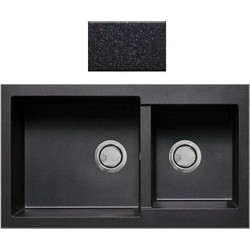Crown Quadra Q-86 Ένθετος Νεροχύτης Γρανίτη Nero 86x50cm