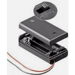 Θήκη Μπαταρίας GBC 25.0110.50 2x AAA (UM4) - Διακόπτης ON-OFF, ABS & Καλώδια 150 mm