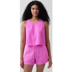 Γυναικείο Αμάνικο Τοπ από Βαμβακερή Γάζα Neon pink glow