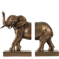 Artekko Animal Μπρονζέ Βιβλιοστάτες Ρητίνης με Ελέφαντα (21.5x13x18.5)cm 2pcs