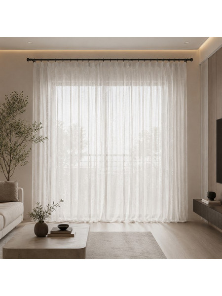 Κουρτίνα Ημιδιάφανη με Τρέσα Floral Breeze Window Curtain Μπεζ 270x280cm Galifas 604188 - Galifas