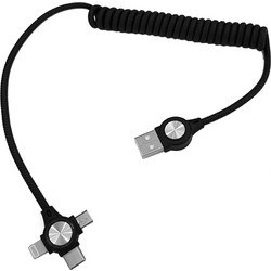 POWERTECH καλώδιο USB σε 3 in 1 CAB-U114, 12W, σπιράλ, έως 1m, μαύρο