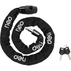 DELI κλειδαριά ποδηλάτου με κλειδί DL508021, Φ4mm, 1m, μαύρη