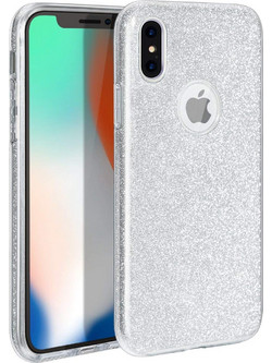 Hybrid Strass Full Silver Case iPhone X/Xs