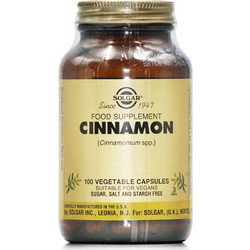 Solgar Cinnamon 500mg Φυτικές Ίνες 100 Κάψουλες