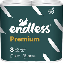 Ρολό υγείας Premium 2φυλλο υδατοδιαλυτό νέας τεχνολογίας 50 μέτρων 185gr ENDLESS Σετ 48 c546312