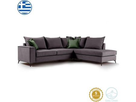 Pakoworld Romantic Γωνιακός Καναπές Αριστερή Γωνία Γκρι 290x235x95cm 168-000035