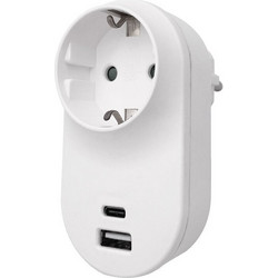 Αντάπτορας με 1 θέση σούκο + 1 θύρα USB + 1 θύρα Type C Braytron BY72-02035BR