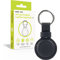 Mobile Origin AirTag Outdoor Leather Keychain A7 - Black (MO-AOLK-BLK)