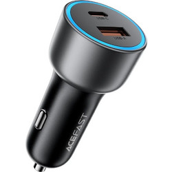 Acefast - Car Charger - USB, Type-C, 75W, PD3.0, Led Ambient Light, Smart Power Distribution, DC12-24V - Metal Gray - (B21)