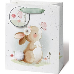 Τσάντα Δώρου Easter 23x19x9cm Λαγουδάκι Με Πεταλούδα