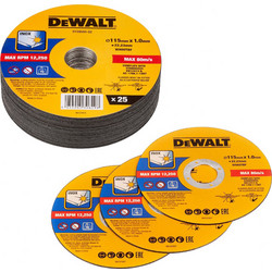 Δίσκοι κοπής Inox DeWalt 115 x 22,23mm x 1mm DT20593 Σετ 25 τεμ