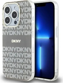 DKNY IML Mono & Stripe MagSafe case for iPhone 15 Pro - beige - (DK000139-0)