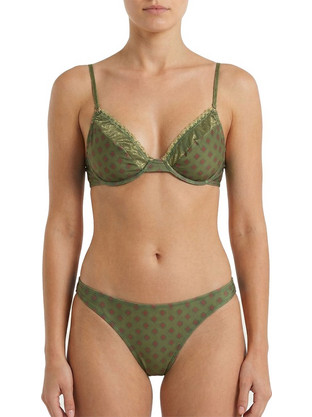 Γυναικείο Μαγιό Bikini με μπανέλα boho-chic χακί