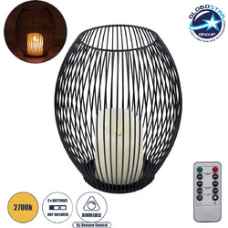 GloboStar(R) CANDLE 76497 Διακοσμητικό Realistic Κερί με LED Εφέ Κινούμενης Φλόγας - Μπαταρίας 2 x AA (Δεν Συμπεριλαμβάνονται) & Ασύρματο Χειριστήριο IR Θερμό Λευκό 2700K Dimmable Μαύρο Φ19 x Υ24cm