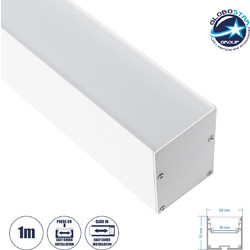 GloboStar(R) SURFACEPENDANT-PROFILE 70827-1M Προφίλ Αλουμινίου - Βάση & Ψύκτρα Ταινίας LED με Λευκό Γαλακτερό Κάλυμμα - Επιφανειακή & Κρεμαστή Χρήση - Πατητό Κάλυμμα - Λευκό - 1 Μέτρο - Μ100 x Π5 x Υ7