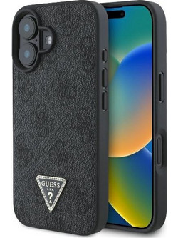 Guess Back Cover Δερμάτινο για iPhone 16 Plus - Μαύρο