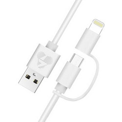 Powertech POWERTECH καλώδιο USB σε Micro/Lightning PT-707, MFi, 2.4A, 1m, λευκό