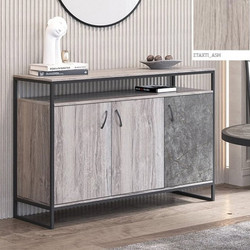 Μπουφές Νο 9 Με 3 Πόρτες 140x45.5x84 Με Επιλογές Χρωμάτων Δίχρωμος - Σταχτί-Staxti