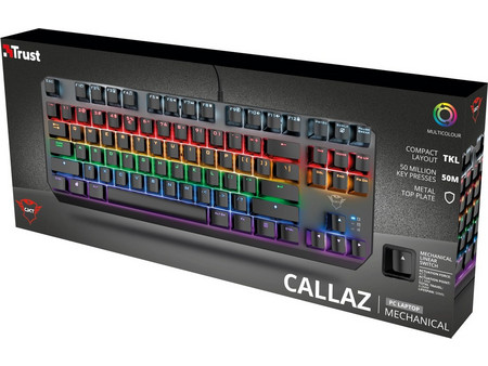 Trust GXT 834 Μηχανικό Gaming Πληκτρολόγιο TenKeyLess με Outemu Red Διακόπτες RGB Black