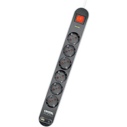 CRYSTAL AUDIO Elegance ES6PD Μαύρο Πολύπριζο Schuko 6 Θέσεων + 2 USB