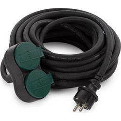 Καλώδιο Προέκτασης Perel Type E/F to 2x Type E IP44 20m Black EGEC25220